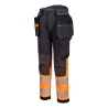 Pantalon stretch haute visibilité classe 1 avec poches flottantes démontables Orange/gris métal long – Portwest EV442OMR