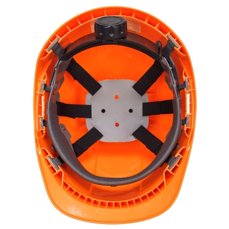 Casque de chantier ABS non ventilé avec harnais textile Orange – Portwest PS54