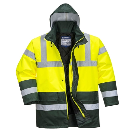 Parka haute visibilité bicolore imperméable classe 3 Jaune/vert – Portwest S466