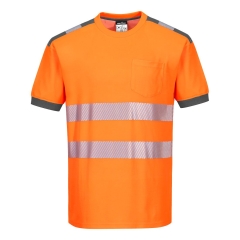 T-shirt haute visibilité bandes segmentées classe 2 Orange/gris – Portwest T181