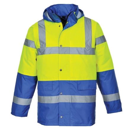 Parka haute visibilité bicolore imperméable classe 3 Jaune/royal – Portwest S466