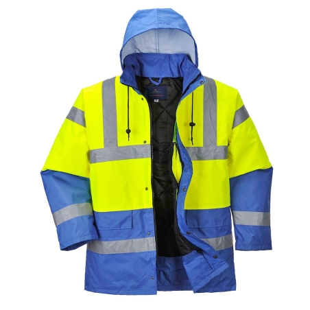 Parka haute visibilité bicolore imperméable classe 3 Jaune/royal – Portwest S466