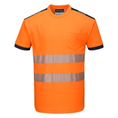 T-shirt haute visibilité bandes segmentées classe 2 Orange/marine – Portwest T181
