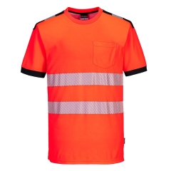 T-shirt haute visibilité bandes segmentées classe 2 Rouge/noir – Portwest T181