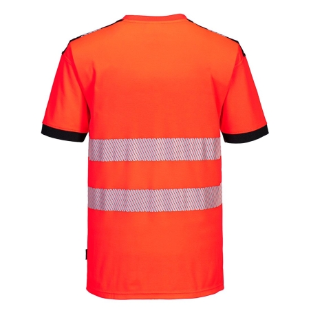 T-shirt haute visibilité bandes segmentées classe 2 Rouge/noir – Portwest T181