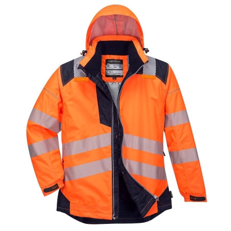 Parka haute visibilité hiver isolante classe 3 Orange/marine – Portwest T400