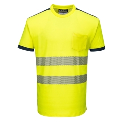 T-shirt haute visibilité bandes segmentées classe 2 Jaune/marine – Portwest T181