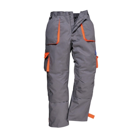 Pantalon de travail multipoches coton avec poches genouillères Gris – Portwest TX11