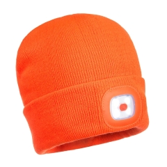Bonnet acrylique avec éclairage LED rechargeable USB Orange – Portwest B029