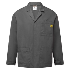 Veste de laboratoire antistatique ESD boutons pressions Gris zoom – Portwest AS18