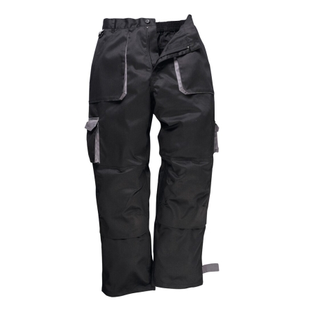 Pantalon de travail multipoches coton avec poches genouillères Noir coupe longue – Portwest TX11