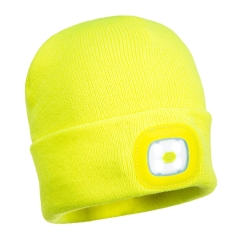 Bonnet acrylique avec éclairage LED rechargeable USB Jaune – Portwest B029