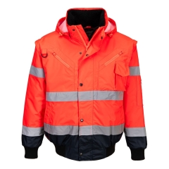 Blouson bomber haute visibilité 3-en-1 bicolore classe 3 Rouge/marine – Portwest C465