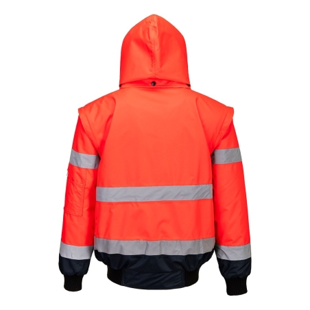 Blouson bomber haute visibilité 3-en-1 bicolore classe 3 Rouge/marine – Portwest C465