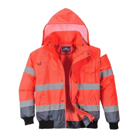 Blouson bomber haute visibilité 3-en-1 bicolore classe 3 Rouge/marine – Portwest C465