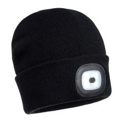 Bonnet acrylique avec éclairage LED rechargeable USB Noir – Portwest B029