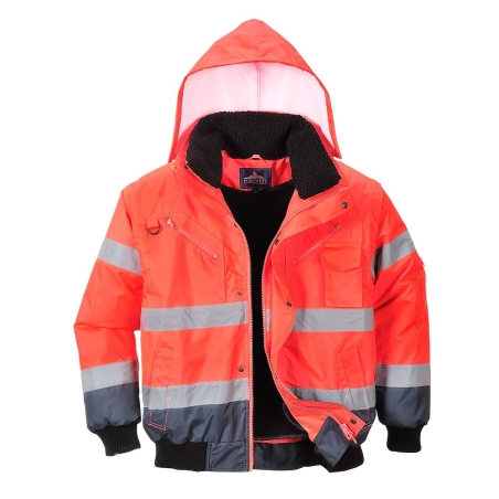 Blouson bomber haute visibilité 3-en-1 bicolore classe 3 Rouge/marine – Portwest C465