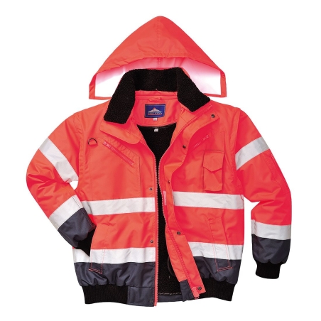 Blouson bomber haute visibilité 3-en-1 bicolore classe 3 Rouge/marine – Portwest C465