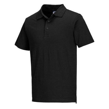 Polo jersey léger coupe ajustée col tricoté Noir – Portwest L210, boîte de 48 pièces