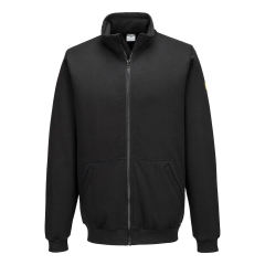 Sweat-shirt zippé antistatique ESD en coton et fibre de carbone Noir – Portwest AS25