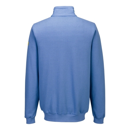 Sweat-shirt zippé antistatique ESD en coton et fibre de carbone Bleu hamilton – Portwest AS25