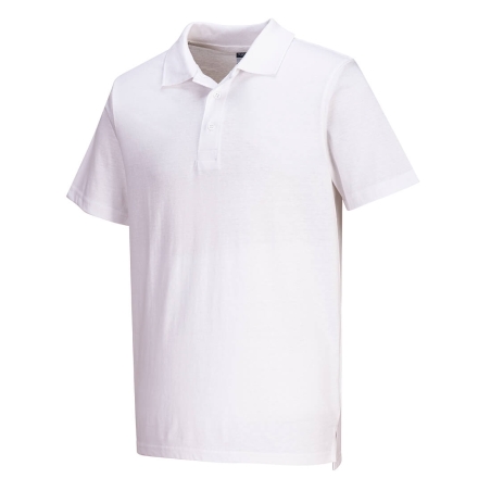 Polo jersey léger coupe ajustée col tricoté Blanc – Portwest L210, boîte de 48 pièces