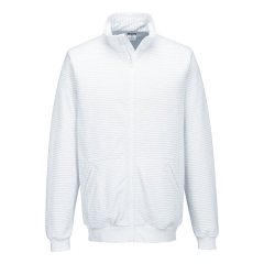 Sweat-shirt zippé antistatique ESD en coton et fibre de carbone Blanc – Portwest AS25