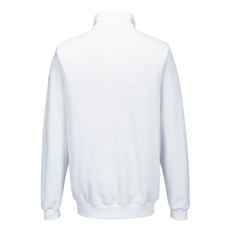 Sweat-shirt zippé antistatique ESD en coton et fibre de carbone Blanc – Portwest AS25