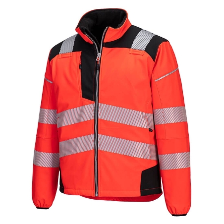 Veste softshell haute visibilité 3 couches classe 3 Rouge/noir – Portwest T402