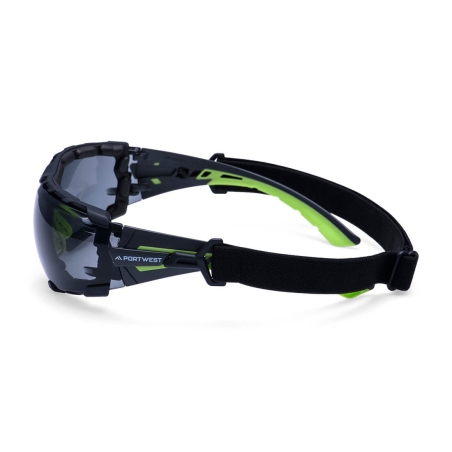 Lunettes de sécurité enveloppantes à sangle avec joint en mousse Fumé – Portwest PS28