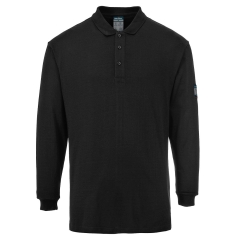 Polo manches longues ignifugé antistatique protection arc électrique Noir – Portwest FR10