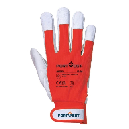 Gant de travail cuir de chèvre industries légères Rouge – Portwest A250