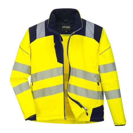 Veste softshell haute visibilité 3 couches classe 3 Jaune/marine – Portwest T402