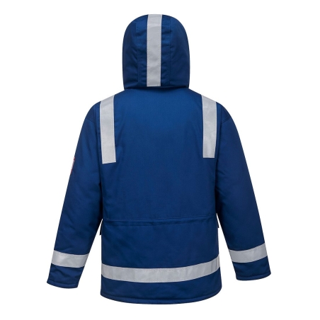 Parka hiver ignifugée antistatique haute visibilité capuche amovible Bleu royal – Portwest FR59