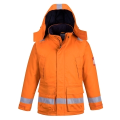 Parka hiver ignifugée antistatique haute visibilité capuche amovible Orange – Portwest FR59