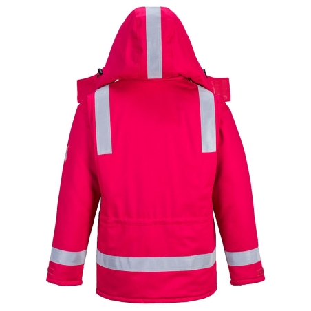 Parka hiver ignifugée antistatique haute visibilité capuche amovible Rouge – Portwest FR59