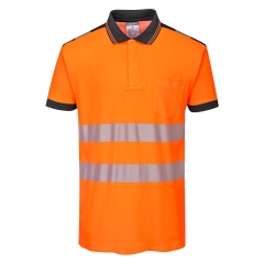 Polo haute visibilité manches courtes bandes réfléchissantes classe 2 Orange/noir – Portwest T180