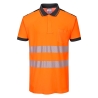 Polo haute visibilité manches courtes bandes réfléchissantes classe 2 Orange/noir – Portwest T180