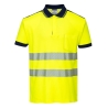 Polo haute visibilité manches courtes bandes réfléchissantes classe 2 Jaune/marine – Portwest T180
