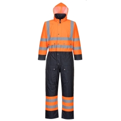 Combinaison haute visibilité matelassée contrast imperméable classe 3 Orange/marine – Portwest S485