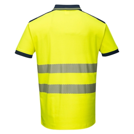 Polo haute visibilité manches courtes bandes réfléchissantes classe 2 Jaune/marine – Portwest T180