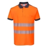 Polo haute visibilité manches courtes bandes réfléchissantes classe 2 Orange/marine – Portwest T180