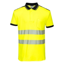 Polo haute visibilité manches courtes bandes réfléchissantes classe 2 Jaune/noir – Portwest T180