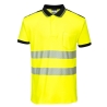 Polo haute visibilité manches courtes bandes réfléchissantes classe 2 Jaune/noir – Portwest T180
