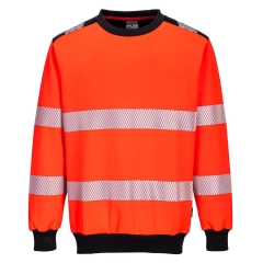 Sweat col rond haute visibilité bandes réfléchissantes PW3 Rouge/noir – Portwest PW379
