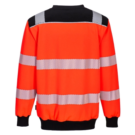 Sweat col rond haute visibilité bandes réfléchissantes PW3 Rouge/noir – Portwest PW379