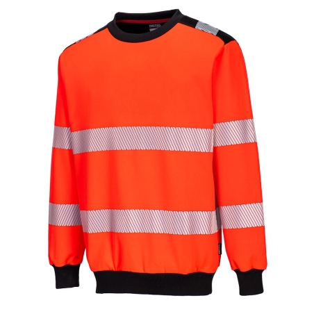Sweat col rond haute visibilité bandes réfléchissantes PW3 Rouge/noir – Portwest PW379