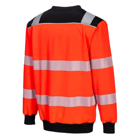 Sweat col rond haute visibilité bandes réfléchissantes PW3 Rouge/noir – Portwest PW379