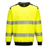 Sweat col rond haute visibilité bandes réfléchissantes PW3 Jaune/noir – Portwest PW379