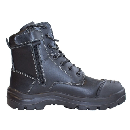 Brodequin de sécurité S3 HRO CI HI cuir pleine fleur lacets et zip Noir – Portwest FD15
